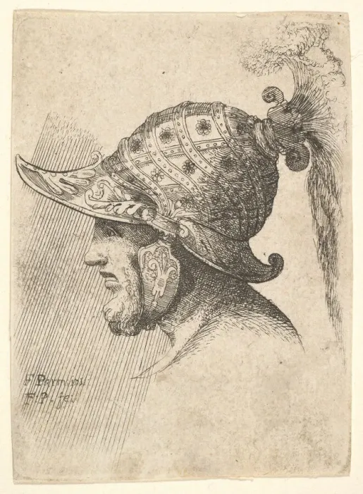 Framed Print : Helmeted head, 1662-78. Creator: Francis Place Framed Print : Helmeted head, 1662-78. Creator: Francis Place
