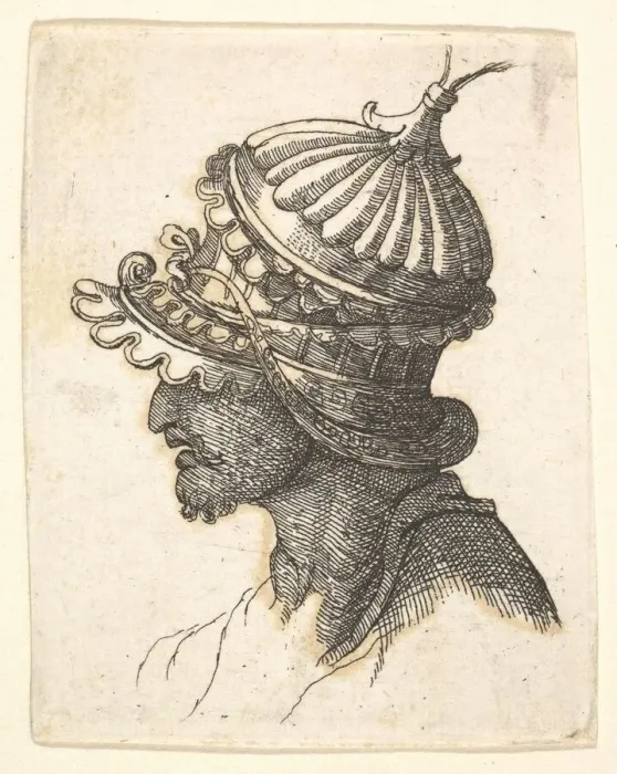 Framed Print : Helmeted head, 17th century (?). Creator: Unknown Framed Print : Helmeted head, 17th century (?). Creator: Unknown