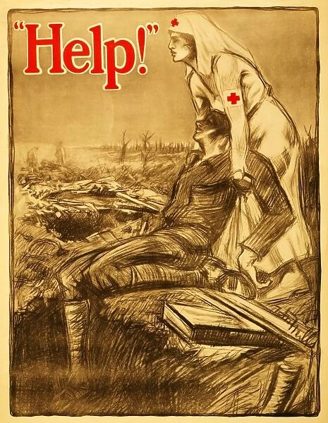 Help!, 1914-1918. Help!, published 1914-1918 (colour lithograph)