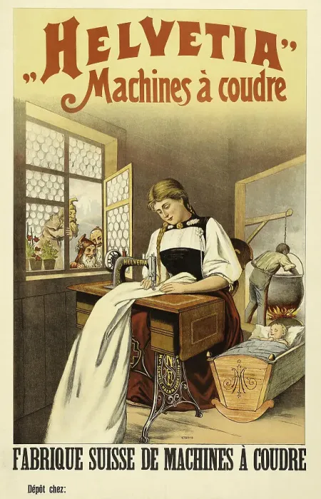 Framed Print : Helvetia, machines à coudre, 1890. Creator: Anonymous Framed Print : Helvetia, machines à coudre, 1890. Creator: Anonymous