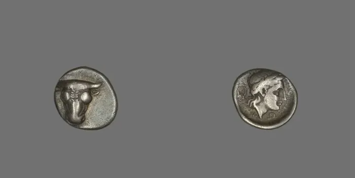 Framed Print : Hemidrachm (Coin) Depicting Bucranium, 355-346 BCE. Creator: Unknown Framed Print : Hemidrachm (Coin) Depicting Bucranium, 355-346 BCE. Creator: Unknown