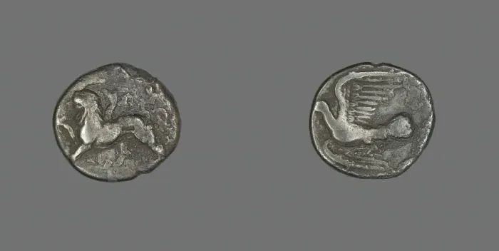 Framed Print : Hemidrachm (Coin) Depicting a Chimera, 400-300 BCE. Creator: Unknown