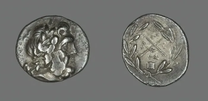 Framed Print : Hemidrachm (Coin) Depicting the God Zeus Amarios, 234-146 BCE. Creator: Unknown Framed Print : Hemidrachm (Coin) Depicting the God Zeus Amarios, 234-146 BCE. Creator: Unknown