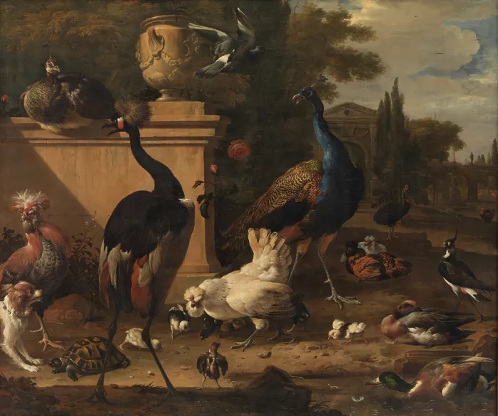 Framed Print : Hen Run at a Manor, c1675-1680. Creator: Hondecoeter, Melchior de (1636-1695) Framed Print : Hen Run at a Manor, c1675-1680. Creator: Hondecoeter, Melchior de (1636-1695)