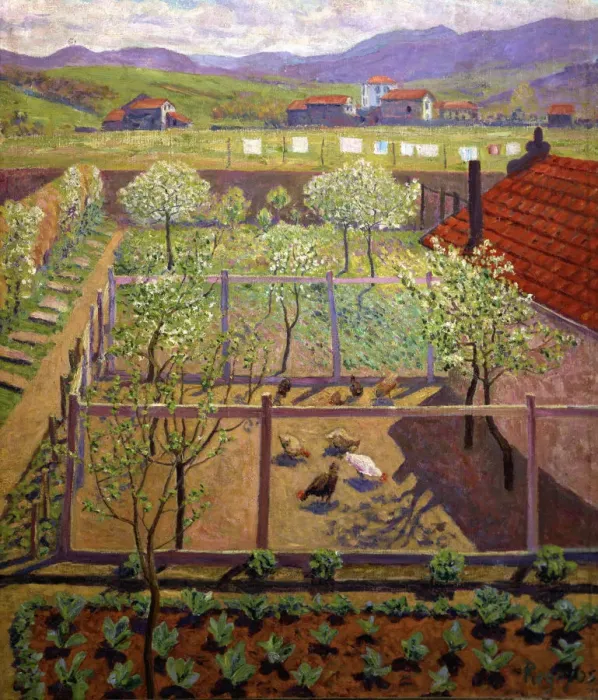 Framed Print : The henhouse, oil by Dario de Regoyos Framed Print : The henhouse, oil by Dario de Regoyos