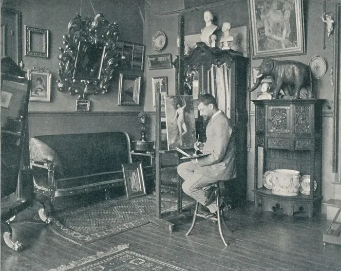 Framed Print : Henri Gervex in his Studio, c1897