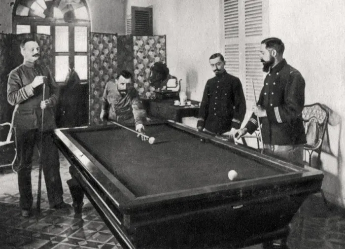 Framed Print : Henri Gouraud, French soldier, playing billiards, 1895 Framed Print : Henri Gouraud, French soldier, playing billiards, 1895
