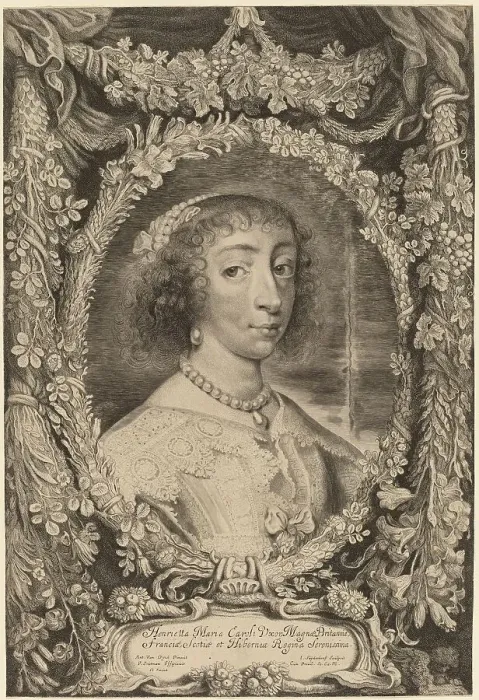Framed Print : Henrietta Maria, Queen of England, 1650?. Creator: Jonas Suyderhoef Framed Print : Henrietta Maria, Queen of England, 1650?. Creator: Jonas Suyderhoef