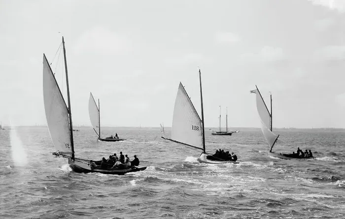 Framed Print : Henry Dauer, May F. and Homing, view at start, regatta, yacht racing assn. [association], 1891 Sept Creator: Johns Johnston