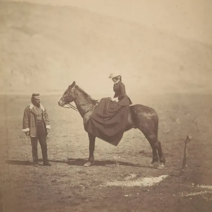 Framed Print : Henry Duberly and Mrs. Duberly, 1855. Creator: Roger Fenton Framed Print : Henry Duberly and Mrs. Duberly, 1855. Creator: Roger Fenton