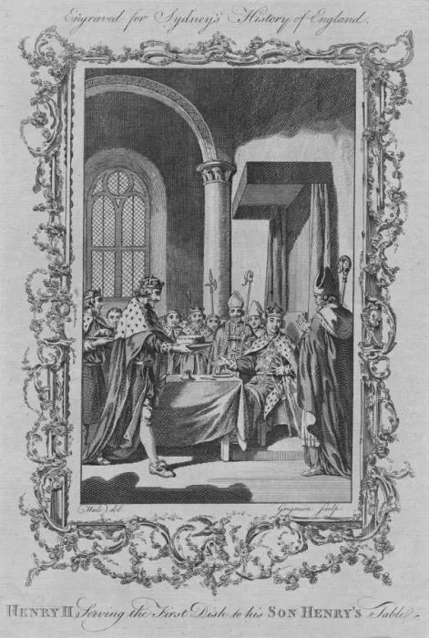 Framed Print : Henry II serving the first dish to his son Henrys table, 1773. Creator: Unknown Framed Print : Henry II serving the first dish to his son Henrys table, 1773. Creator: Unknown