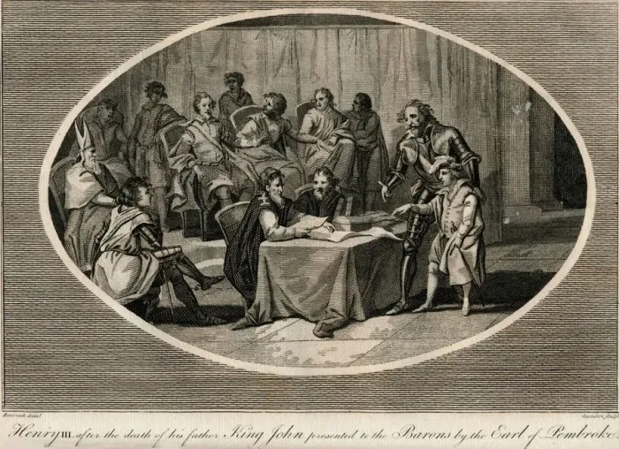 Framed Print : Henry III presented to the Barons by the Earl of Pembroke, 1216 (1793) Framed Print : Henry III presented to the Barons by the Earl of Pembroke, 1216 (1793)