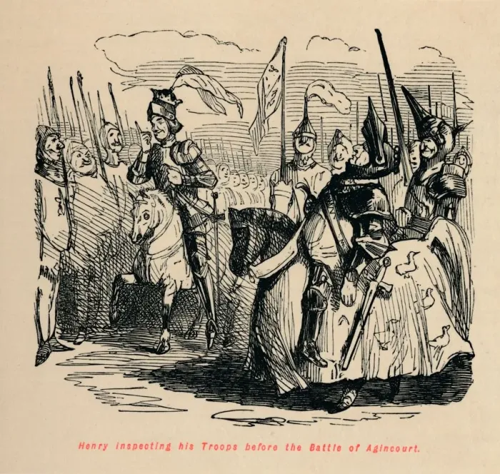 Framed Print : Henry inspecting his Troops before the Battle of Agincourt, c1860, (c1860). Artist: John Leech Framed Print : Henry inspecting his Troops before the Battle of Agincourt, c1860, (c1860). Artist: John Leech