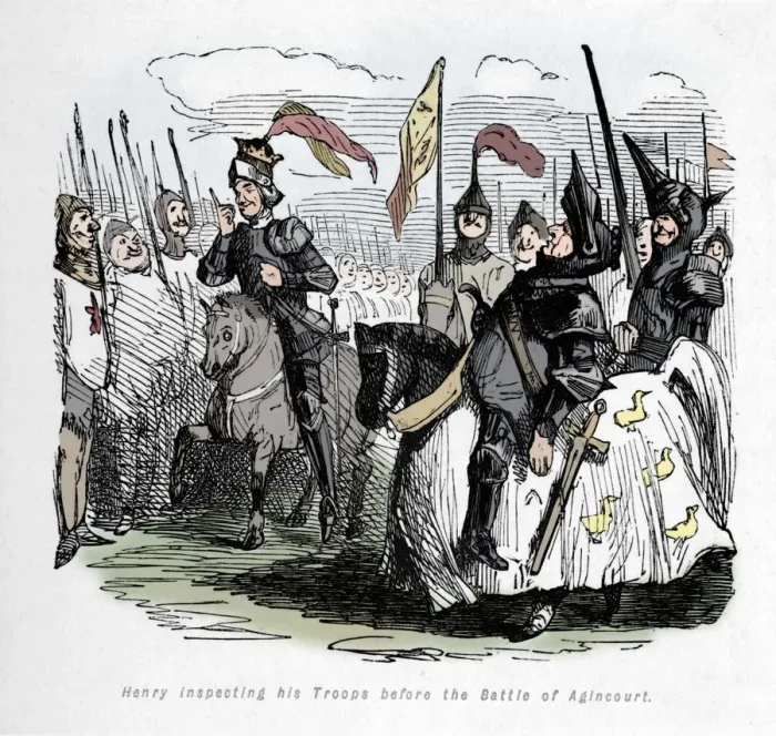 Framed Print : Henry inspecting his Troops before the Battle of Agincourt, c1860, (c1860). Artist: John Leech Framed Print : Henry inspecting his Troops before the Battle of Agincourt, c1860, (c1860). Artist: John Leech
