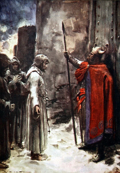 Henry IV of Germany outside the gates of Canossa, Italy, 1077 (1913)