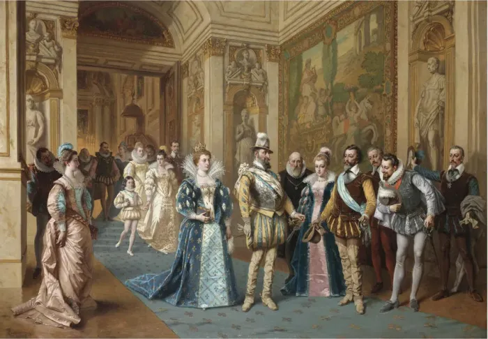 Framed Print : Henry IV and Marie de Medicis. Artist: Bakalowicz, Wladyslaw (1831-1904) Framed Print : Henry IV and Marie de Medicis. Artist: Bakalowicz, Wladyslaw (1831-1904)