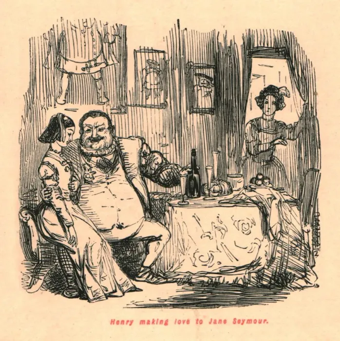 Framed Print : Henry making love to Jane Seymour, 1897. Creator: John Leech Framed Print : Henry making love to Jane Seymour, 1897. Creator: John Leech
