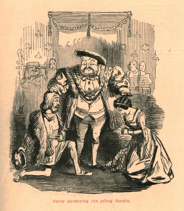 Framed Print : Henry pardoning the yo ung Couple, 1897. Creator: John Leech Framed Print : Henry pardoning the yo ung Couple, 1897. Creator: John Leech