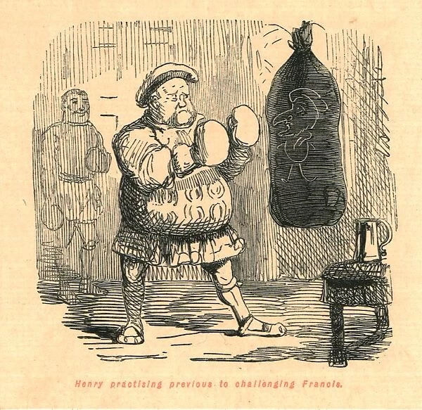 Henry practising previous to challenging Francis, 1897. Creator: John Leech