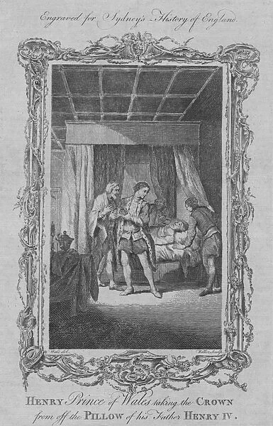 Henry Prince of Wales taking the crown from off the pillow of this father Henry IV, 1773