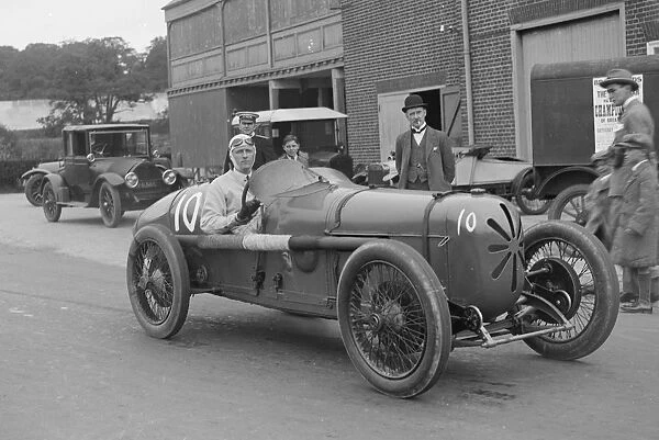 Henry Segrave in his Sunbeam 2 litre GP at Brooklands, Surrey, 1922. Artist: Bill Brunell