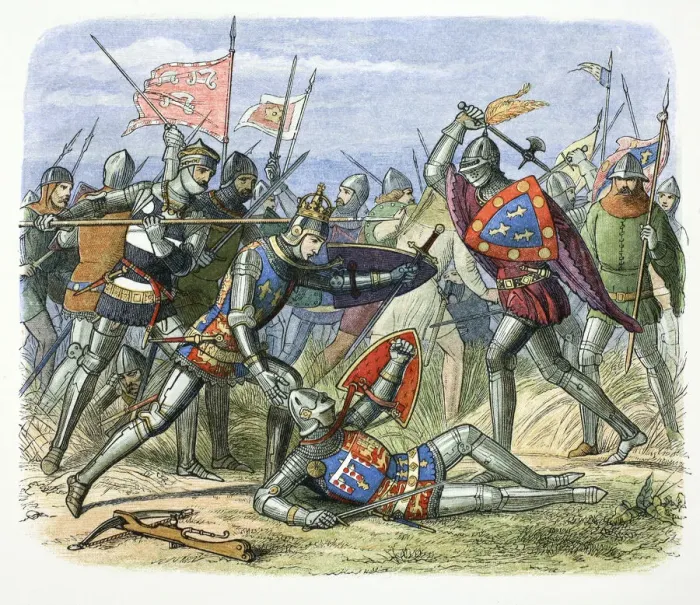 Framed Print : Henry V of England attacked by the Duke of Alencon at the Battle of Agincourt, 1415 (1864) Framed Print : Henry V of England attacked by the Duke of Alencon at the Battle of Agincourt, 1415 (1864)