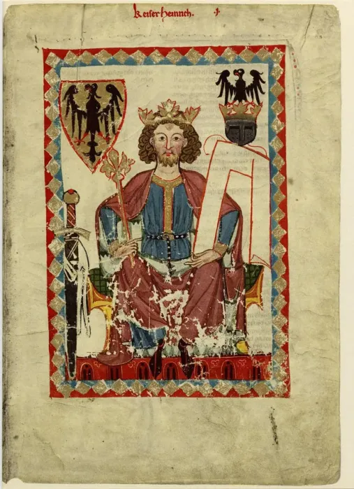 Framed Print : Henry VI (1165-1197), Holy Roman Emperor (From the Codex Manesse), Between 1305 and 1340. Artist: Anonymous Framed Print : Henry VI (1165-1197), Holy Roman Emperor (From the Codex Manesse), Between 1305 and 1340. Artist: Anonymous