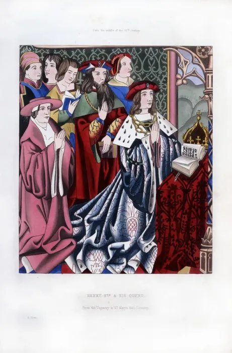 Framed Print : Henry VI and his court, mid-15th century, (1843). Artist: Henry Shaw Framed Print : Henry VI and his court, mid-15th century, (1843). Artist: Henry Shaw