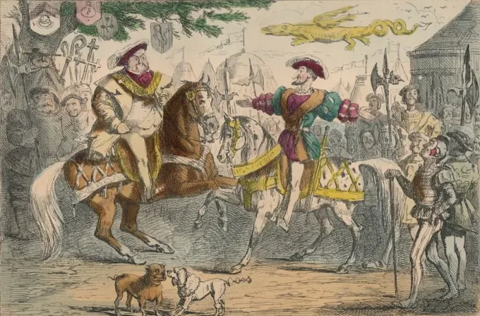 Framed Print : Henry VIII, meeting Francis I, 1850. Artist: John Leech Framed Print : Henry VIII, meeting Francis I, 1850. Artist: John Leech