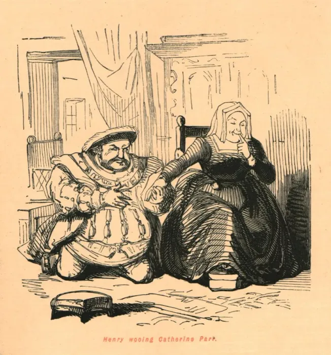 Framed Print : Henry wooing Catherine Parr, 1897. Creator: John Leech Framed Print : Henry wooing Catherine Parr, 1897. Creator: John Leech