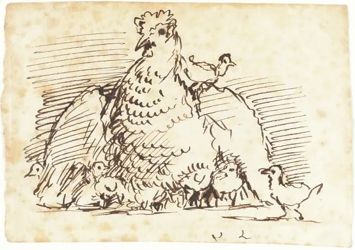 Framed Print : Hens and Chicks. Creator: John Linnell Framed Print : Hens and Chicks. Creator: John Linnell