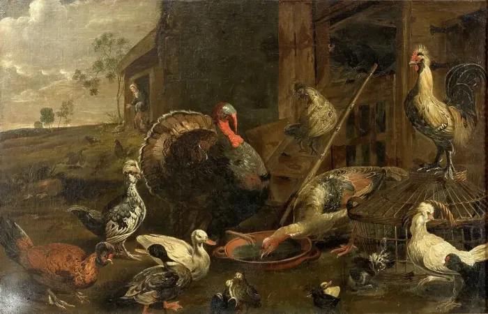 Framed Print : Hens, Ducks and a Turkey Cock, 1614-1652. Creator: Adriaen van Utrecht Framed Print : Hens, Ducks and a Turkey Cock, 1614-1652. Creator: Adriaen van Utrecht