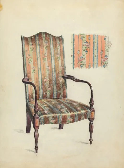 Framed Print : Hepplewhite Arm Chair, 1936. Creator: Elizabeth Curtis Framed Print : Hepplewhite Arm Chair, 1936. Creator: Elizabeth Curtis