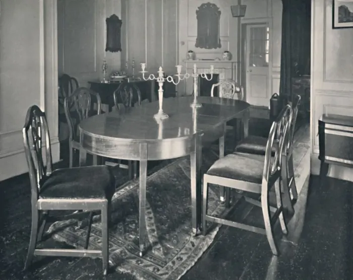 Framed Print : Hepplewhite Mahogany Dining-Room Furniture, (1760-1770), 1928 Framed Print : Hepplewhite Mahogany Dining-Room Furniture, (1760-1770), 1928