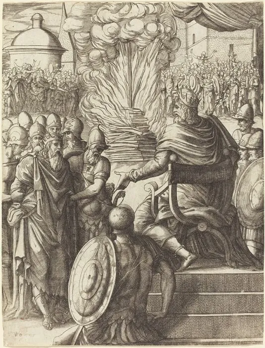 Framed Print : Heraclius Sentencing the Tyrant Phocas. Creator: Pierre Woeiriot Framed Print : Heraclius Sentencing the Tyrant Phocas. Creator: Pierre Woeiriot