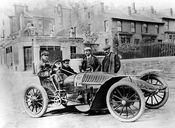 Herbert Austin behind the wheel of a Wolseley, Gordon Bennett Cup eliminating trials