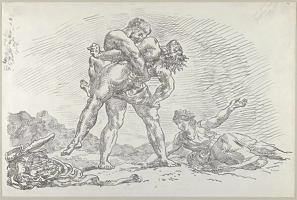 Hercules and Antaeus, 1852. 1852. Creator: Eugene Delacroix