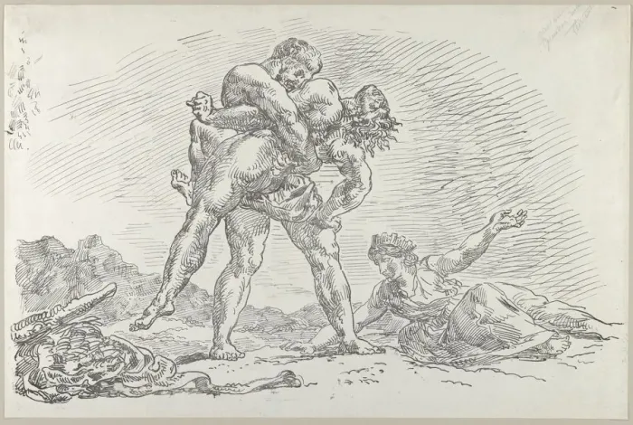 Framed Print : Hercules and Antaeus, 1852. 1852. Creator: Eugene Delacroix Framed Print : Hercules and Antaeus, 1852. 1852. Creator: Eugene Delacroix