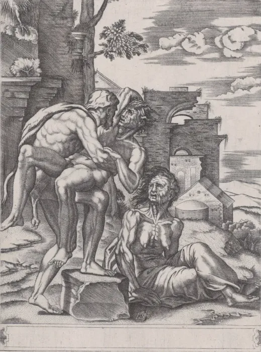 Framed Print : Hercules and Antaeus, dated 1533. dated 1533. Creator: Agostino Veneziano Framed Print : Hercules and Antaeus, dated 1533. dated 1533. Creator: Agostino Veneziano