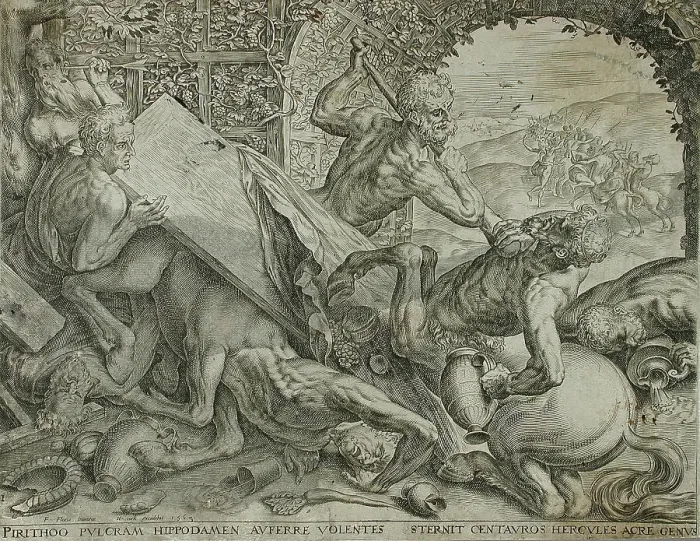 Framed Print : Hercules and the Centaurs, 1563. Creator: Cornelis Cort