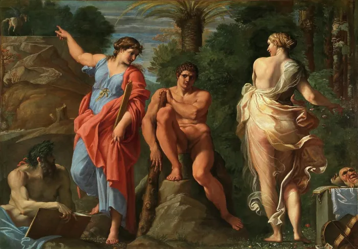 Framed Print : Hercules at the crossroads, 1596. Creator: Carracci, Annibale (1560-1609) Framed Print : Hercules at the crossroads, 1596. Creator: Carracci, Annibale (1560-1609)