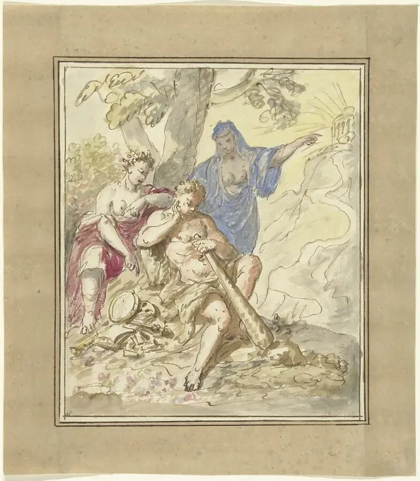Framed Print : Hercules at the crossroads, 1677-1755. Creator: Elias van Nijmegen Framed Print : Hercules at the crossroads, 1677-1755. Creator: Elias van Nijmegen