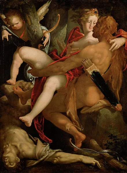Hercules, Deianira and the Centaur Nessus, c. 1580. Artist: Spranger, Bartholomeus (1546-1611)