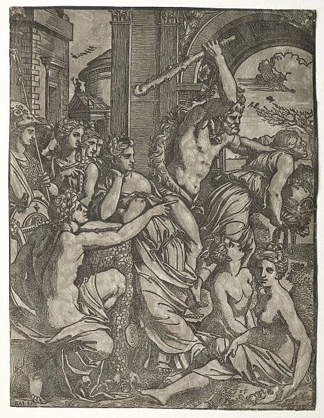 Hercules Driving Envy from the Temple of the Muses, 1522-24. Creator: Ugo da Carpi (Italian, c