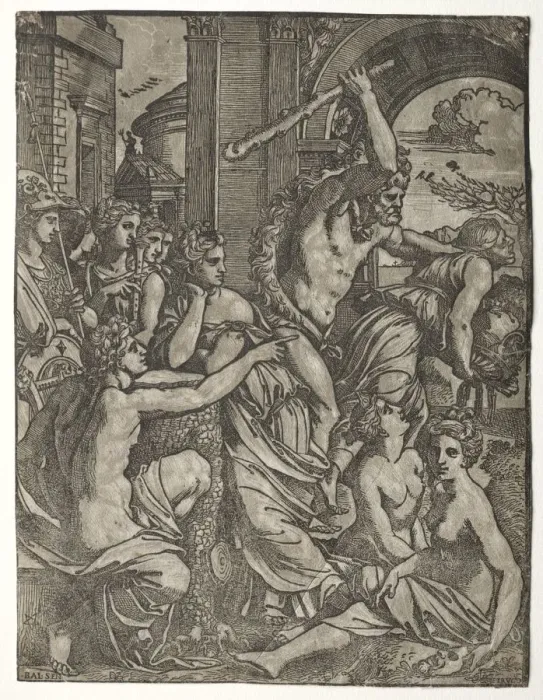Framed Print : Hercules Driving Envy from the Temple of the Muses, 1522-24. Creator: Ugo da Carpi (Italian, c Framed Print : Hercules Driving Envy from the Temple of the Muses, 1522-24. Creator: Ugo da Carpi (Italian, c