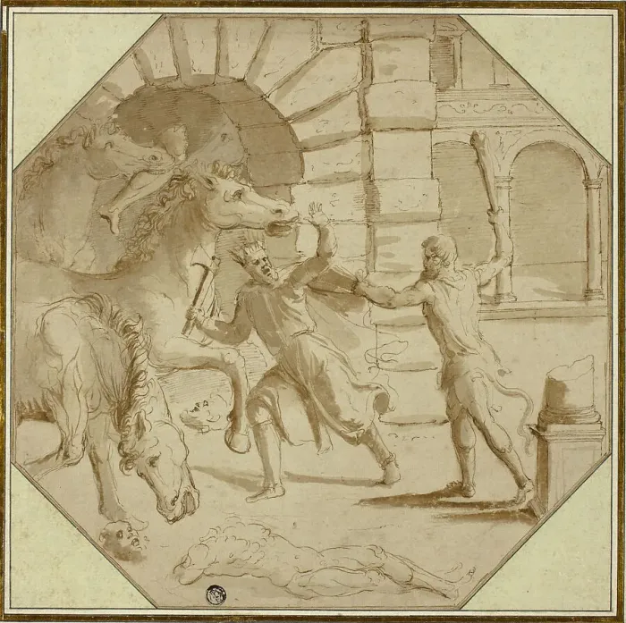 Framed Print : Hercules Felling King Diomedes, 1540 / 46. Creator: Giulio Romano