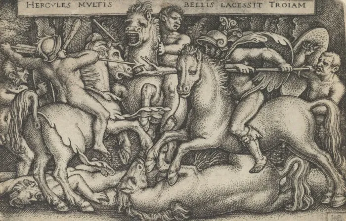 Framed Print : Hercules Fighting Against the Trojans, from The Labors of Hercules, 1545 Framed Print : Hercules Fighting Against the Trojans, from The Labors of Hercules, 1545