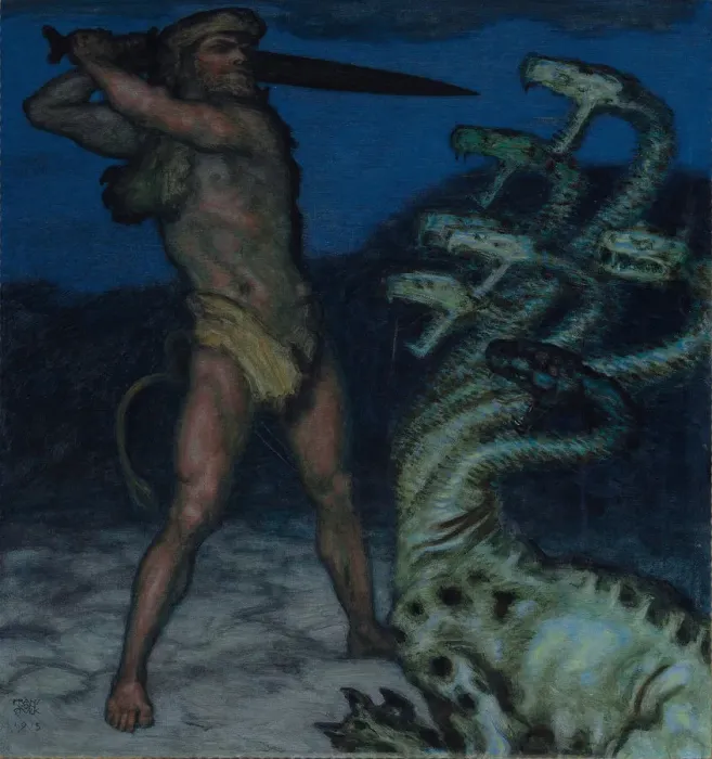 Framed Print : Hercules and Hydra. Artist: Stuck, Franz, Ritter von (1863-1928) Framed Print : Hercules and Hydra. Artist: Stuck, Franz, Ritter von (1863-1928)