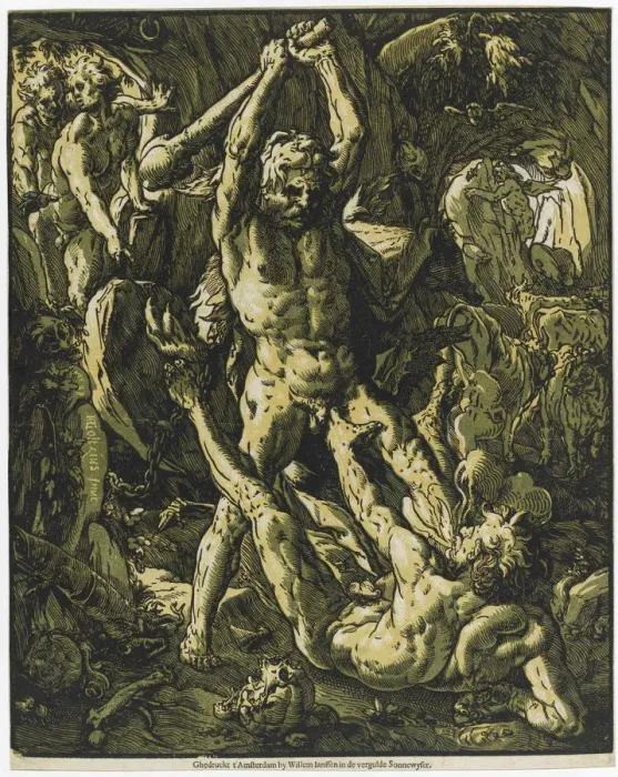 Framed Print : Hercules killing Cacus, 1588. Creator: Goltzius, Hendrick (1558-1617) Framed Print : Hercules killing Cacus, 1588. Creator: Goltzius, Hendrick (1558-1617)