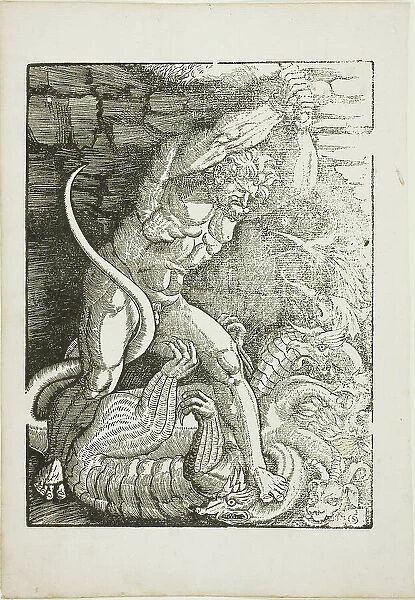Hercules Killing the Lernean Hydra, from Scenes from the Life of Hercules, c. 1528. Creator: Gabriel Salmon